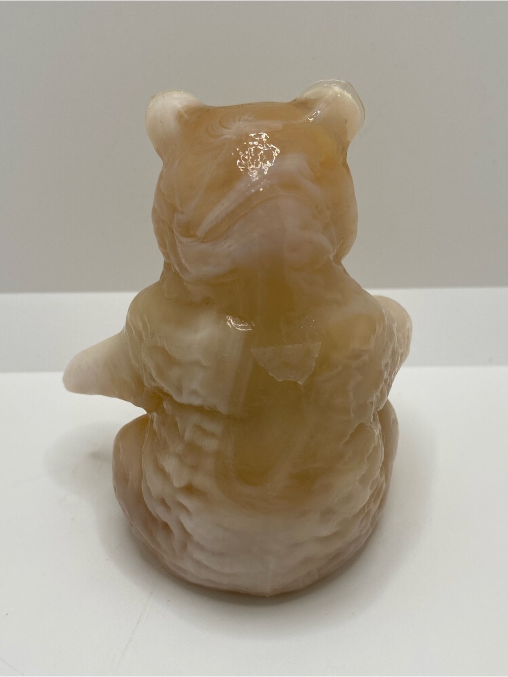 Vintage Mosser Caramel Peach Slag Glass Bear Figurine 3.75" Tall - Picture 3 of 7